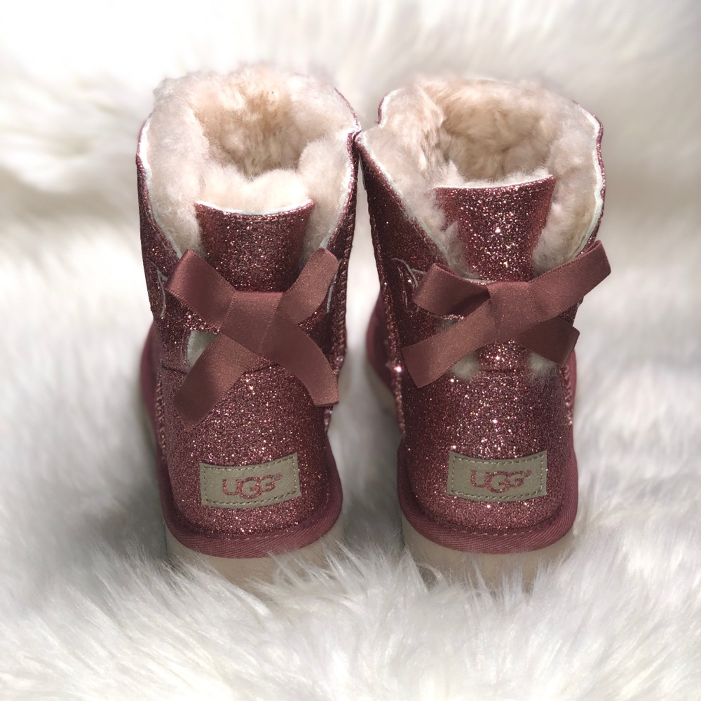 UGG Women's Mini Bailey Bow Sparkle Pink Boot - Picture 4 of 8